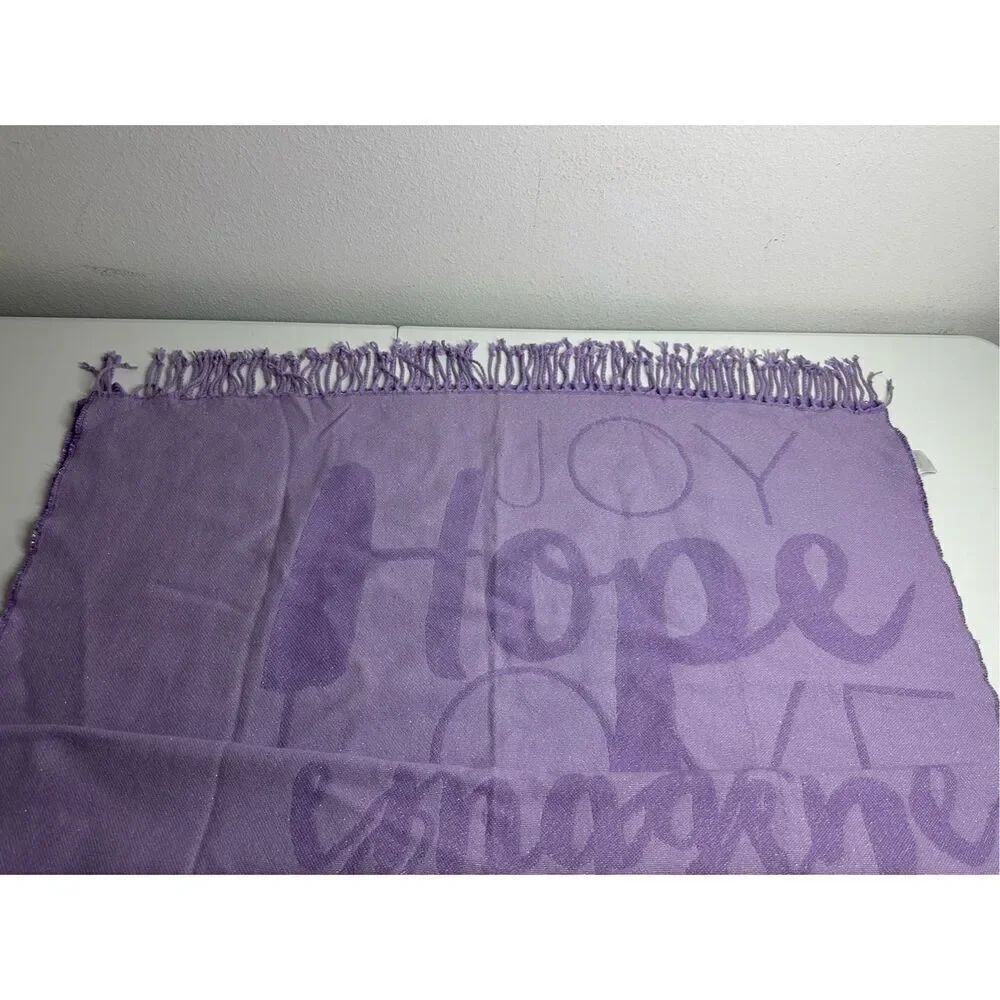 Disney Minnie Mous Throw Blanket Purple Metallic Fringe  All Over Print